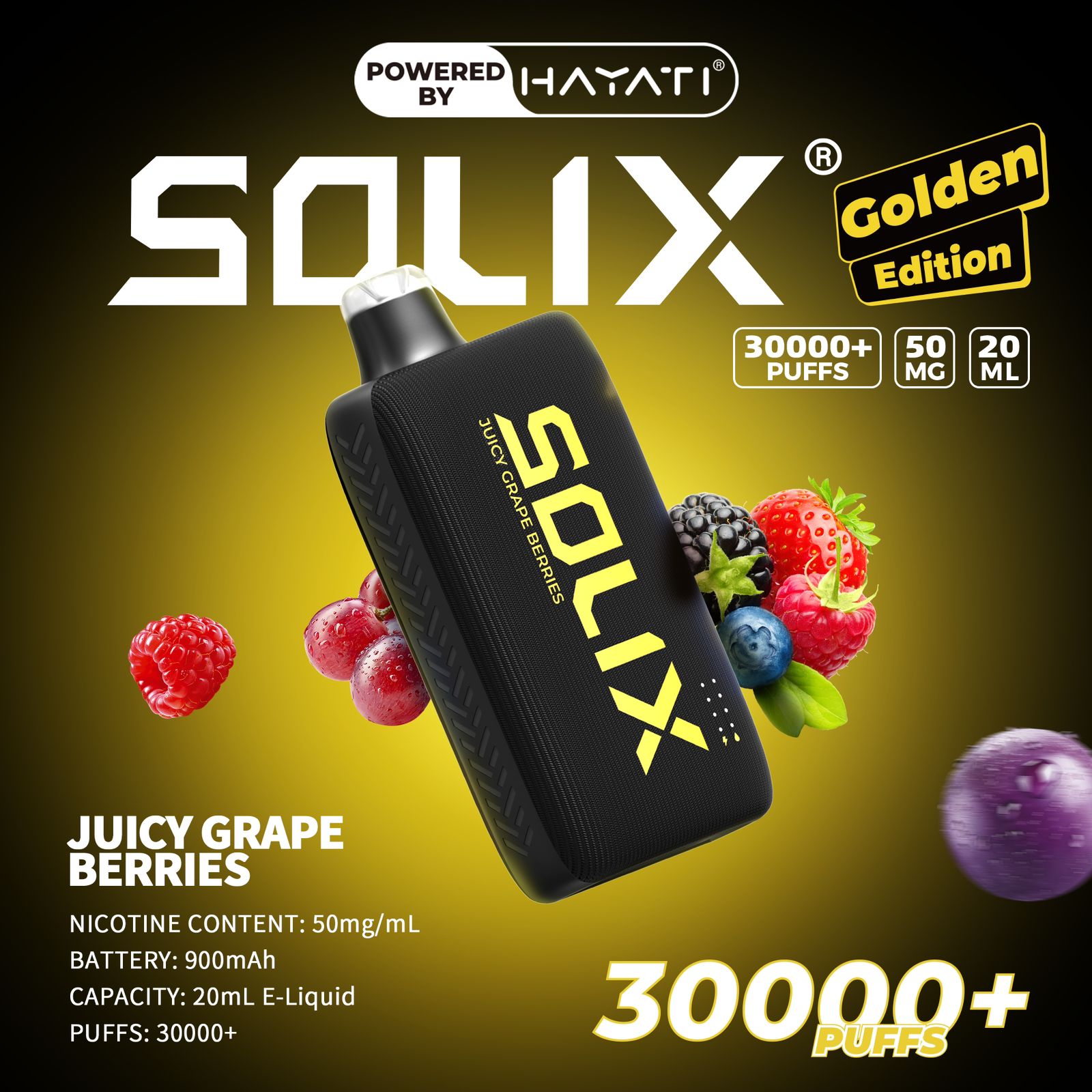 Hayati Solix 30K Puffs Disposable Vape – Golden Edition | 50mg Nicotine | Rechargeable | UAE Exclusive flavor image